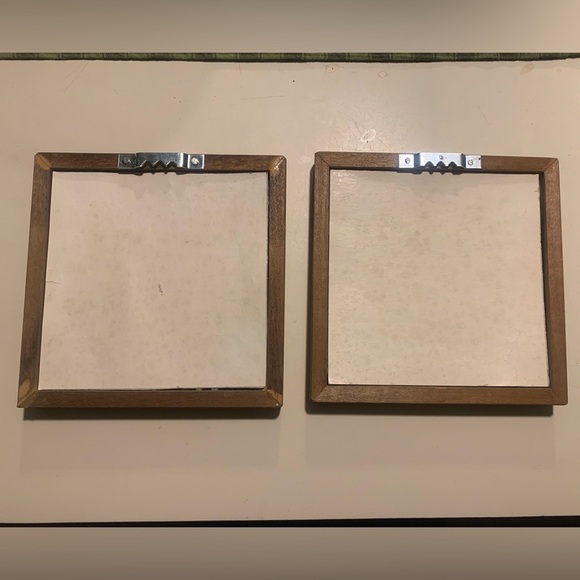 Vintage Set of Two Framed and Matted Hand Painted Tiles - Picture 8 of 8